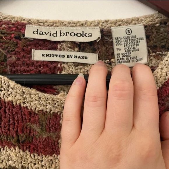 Vintage 90s Handmade Patchwork Jewelneck Button Down Cardigan in Maroon Silk - Picture 3 of 4